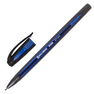 Ручка шариковая масляная BRAUBERG BOMB GT, СИНЯЯ, прорезиненный сине-черный корпус, узел 0,7 мм, линия письма 0,35 мм,
