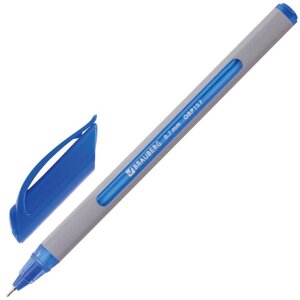 Ручка шариковая масляная BRAUBERG Extra Glide Soft Grey, СИНЯЯ, узел 0,7 мм, линия письма 0,35 мм, 142929