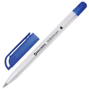Ручка шариковая масляная BRAUBERG Olive Pen, СИНЯЯ, корпус прозрачный, 0,7 мм, линия 0,35 мм, 141476