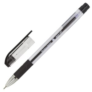 Ручка шариковая масляная с грипом BRAUBERG Max-Oil, ЧЕРНАЯ, игольчатый узел 0,7 мм, линия письма 0,35 мм, 142142