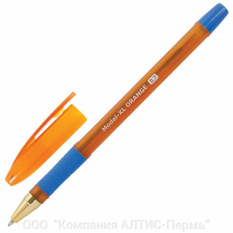 Ручка шариковая масляная с грипом BRAUBERG Model-XL ORANGE, СИНЯЯ, узел 0,7 мм, линия 0,35 мм, 143246 от компании ООО  "Компания АЛТИС-Пермь" - фото 1