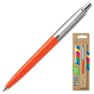 Ручка шариковая PARKER Jotter Orig Orange, корпус оранжевый, детали хром, блистер, синяя, 2076054