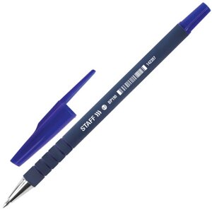 Ручка шариковая STAFF EVERYDAY BP-190, СИНЯЯ, корпус прорезиненный синий, узел 0,7 мм, линия письма 0,35 мм, 142397