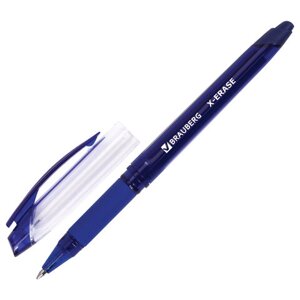 Ручка стираемая гелевая с грипом BRAUBERG X-ERASE, СИНЯЯ, корпус синий, узел 0,7 мм, линия письма 0,35 мм, 143333