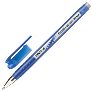 Ручка стираемая гелевая STAFF College EGP-102, СИНЯЯ, корпус синий, хромированные детали, узел 0,5 мм, линия письма