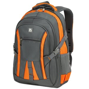 Рюкзак BRAUBERG DELTA универсальный, 3 отделения, серый/оранжевый, SpeedWay 2, 46х32х19 см, 224448