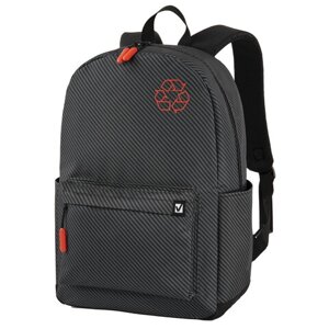 Рюкзак BRAUBERG ENERGETIC универсальный, эргономичный, Recycle, черный\серый, 43х30х16 см, 270796