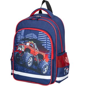 Рюкзак ПИФАГОР SCHOOL для начальной школы, Monster car, 38x28х14 см, 270660