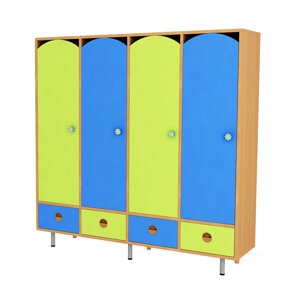 Шкаф 4-секционный стандарт, с ящиками (цветной фасад)