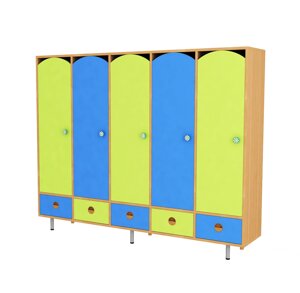 Шкаф 5-секционный стандарт с ящиками (цветной)