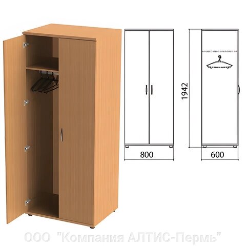 Шкаф для одежды Этюд, 800х600х1942 мм, цвет бук бавария (КОМПЛЕКТ) от компании ООО  "Компания АЛТИС-Пермь" - фото 1