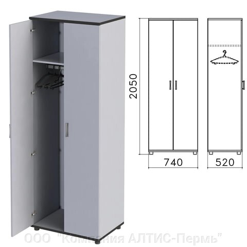 Шкаф для одежды Монолит, 740х520х2050 мм, цвет серый, ШМ50.11 от компании ООО  "Компания АЛТИС-Пермь" - фото 1