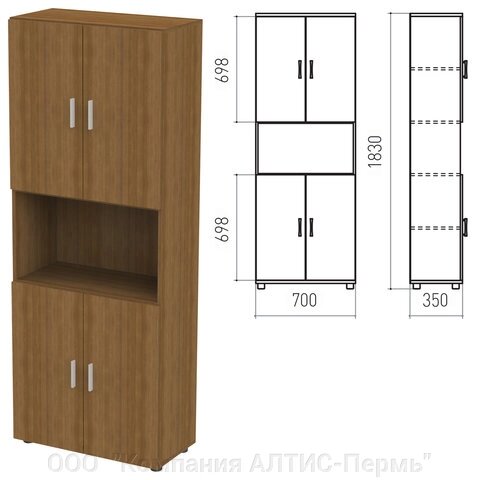 Шкаф полузакрытый Канц, 700х350х1830 мм, цвет орех пирамидальный (КОМПЛЕКТ) от компании ООО  "Компания АЛТИС-Пермь" - фото 1