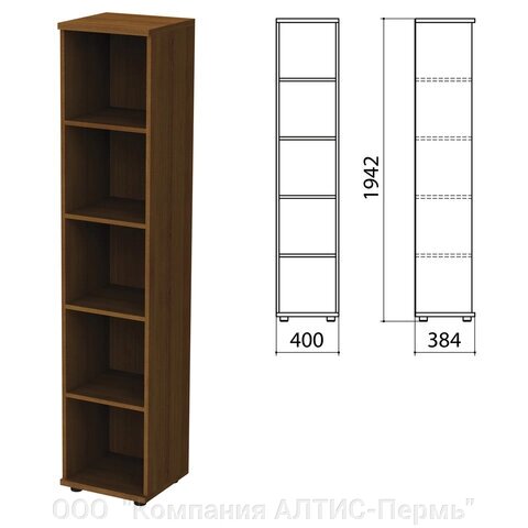 Шкаф (стеллаж) Эко/Этюд, 386х370х1996 мм, 4 полки, орех от компании ООО  "Компания АЛТИС-Пермь" - фото 1