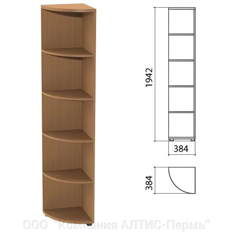 Шкаф (стеллаж) угловой Этюд, 384х384х1942 мм, 4 полки, бук бавария от компании ООО  "Компания АЛТИС-Пермь" - фото 1