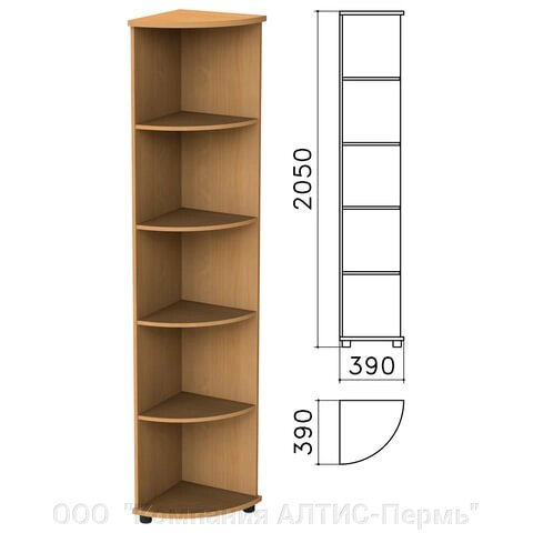 Шкаф (стеллаж) угловой Монолит, 390х390х2050 мм, 4 полки, цвет бук бавария от компании ООО  "Компания АЛТИС-Пермь" - фото 1