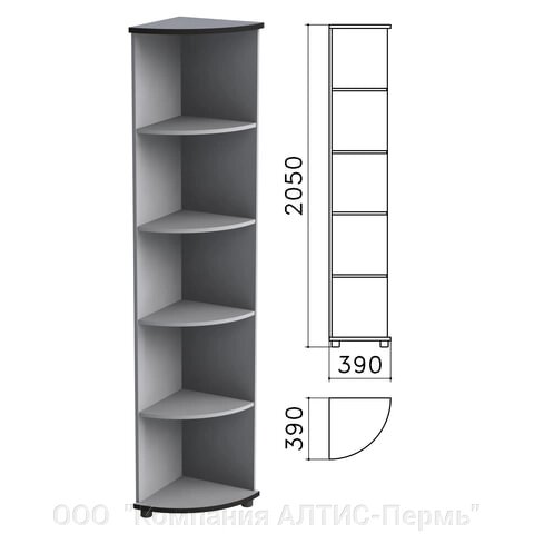 Шкаф (стеллаж) угловой Монолит, 390х390х2050 мм, 4 полки, цвет серый, УМ46.11 от компании ООО  "Компания АЛТИС-Пермь" - фото 1