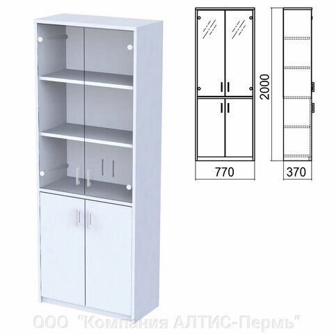 Шкаф закрытый со стеклом Арго, 770х370х2000 мм, серый (КОМПЛЕКТ) от компании ООО  "Компания АЛТИС-Пермь" - фото 1