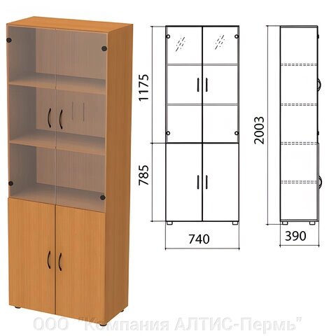 Шкаф закрытый со стеклом Фея, 740х390х2000 мм, цвет орех милан (КОМПЛЕКТ) от компании ООО  "Компания АЛТИС-Пермь" - фото 1