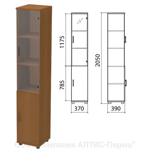 Шкаф закрытый со стеклом Монолит, 370х390х2050 мм, цвет орех гварнери (КОМПЛЕКТ) от компании ООО  "Компания АЛТИС-Пермь" - фото 1