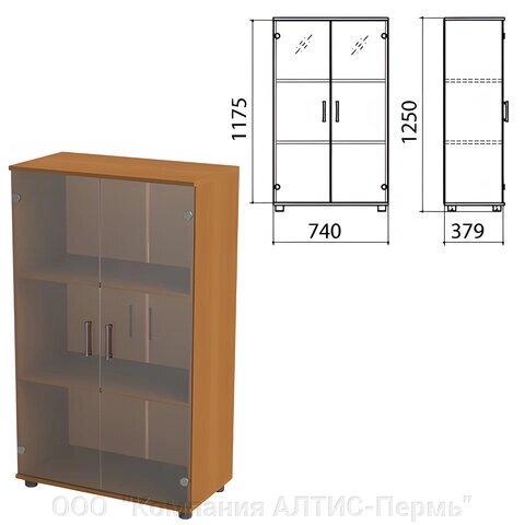 Шкаф закрытый со стеклом Монолит, 740х390х1250 мм, цвет орех гварнери (КОМПЛЕКТ) от компании ООО  "Компания АЛТИС-Пермь" - фото 1