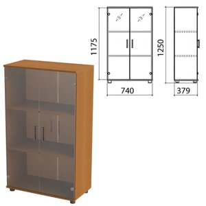 Шкаф закрытый со стеклом Монолит, 740х390х1250 мм, цвет орех гварнери (КОМПЛЕКТ)