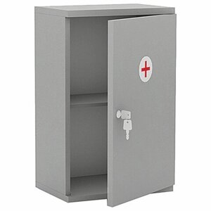 Шкафчик-аптечка металлический навесной ШМ-21А, 596х376х255 мм, ключевой замок