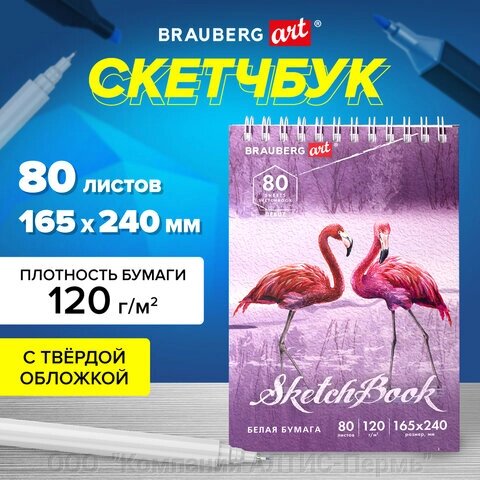 Скетчбук, белая бумага 120 г/м2 165х240 мм, 80 л., гребень, твердая обложка, BRAUBERG ART DEBUT, 112990 от компании ООО  "Компания АЛТИС-Пермь" - фото 1