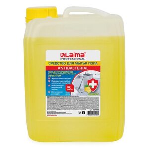 Средство для мытья пола и стен 5 кг LAIMA PROFESSIONAL концентрированное, Антибактериальный эффект. Лимон, 607966