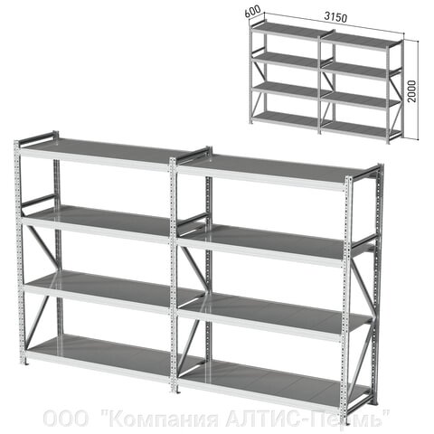 Стеллаж металлический (2 СЕКЦИИ) ПРАКТИК MS Pro, 2000х3150х600 мм, (КОМПЛЕКТ) от компании ООО  "Компания АЛТИС-Пермь" - фото 1