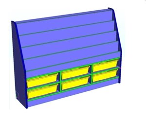 Стеллаж выставка для книг и пособий с ящиками