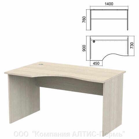 Стол эргономичный Арго, 1400х900х760 мм, левый, ясень шимо (КОМПЛЕКТ) от компании ООО  "Компания АЛТИС-Пермь" - фото 1