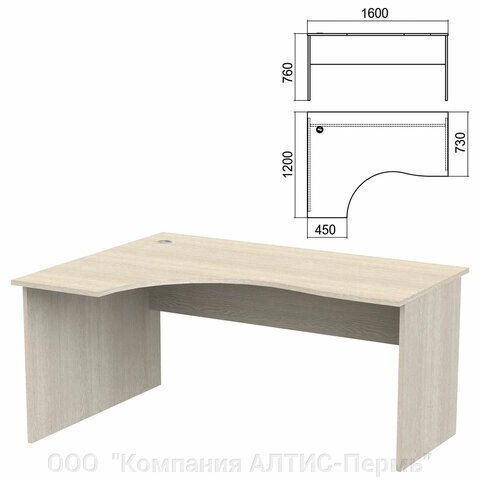 Стол эргономичный Арго, 1600х1200х760 мм, левый, ясень шимо (КОМПЛЕКТ) от компании ООО  "Компания АЛТИС-Пермь" - фото 1