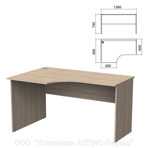 Стол письменный эргономичный Бюджет 1360х900х740 мм, левый, дуб сонома от компании ООО  "Компания АЛТИС-Пермь" - фото 1