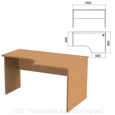 Стол письменный эргономичный Этюд, 1400х900х750 мм, правый, бук бавария (КОМПЛЕКТ) от компании ООО  "Компания АЛТИС-Пермь" - фото 1