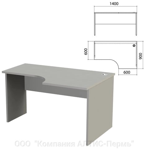 Стол письменный эргономичный Этюд, 1400х900х750 мм, правый, серый (КОМПЛЕКТ) от компании ООО  "Компания АЛТИС-Пермь" - фото 1