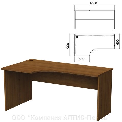 Стол письменный эргономичный Этюд, 1600х900х750 мм, левый, орех (КОМПЛЕКТ) от компании ООО  "Компания АЛТИС-Пермь" - фото 1