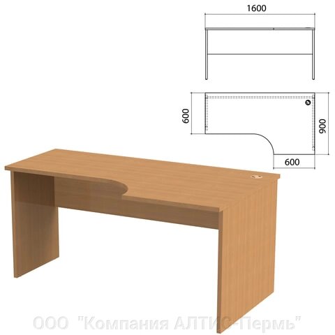 Стол письменный эргономичный Этюд, 1600х900х750 мм, правый, бук бавария (КОМПЛЕКТ) от компании ООО  "Компания АЛТИС-Пермь" - фото 1