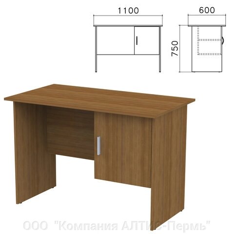 Стол письменный Канц, 1100х600х750 мм, тумба с дверью, цвет орех пирамидальный, СК26.9 от компании ООО  "Компания АЛТИС-Пермь" - фото 1