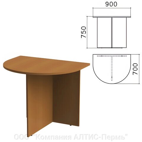 Стол приставной к столу для переговоров (640111) Монолит, 900х700х750 мм, орех гварнери, ПМ19.3 от компании ООО  "Компания АЛТИС-Пермь" - фото 1