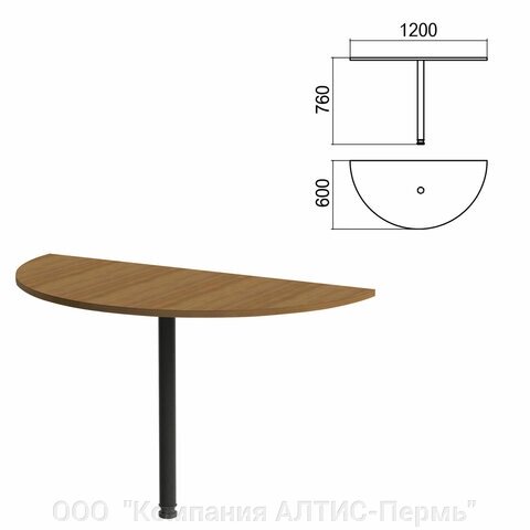 Стол приставной полукруг Арго, 1200х600х760 мм, орех/опора черная (КОМПЛЕКТ) от компании ООО  "Компания АЛТИС-Пермь" - фото 1