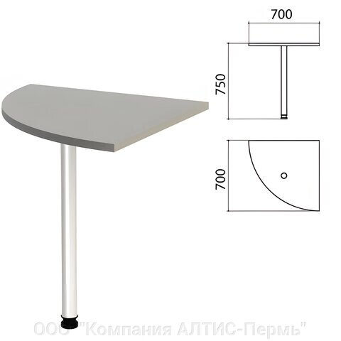 Стол приставной угловой Этюд, 700х700х750 мм, цвет серый (КОМПЛЕКТ) от компании ООО  "Компания АЛТИС-Пермь" - фото 1
