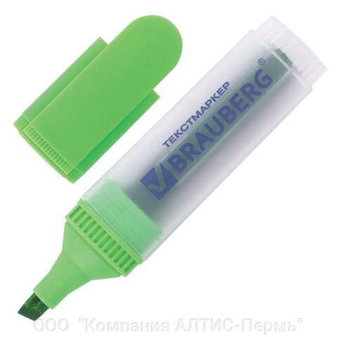 Текстовыделитель BRAUBERG FLUO, ЗЕЛЕНЫЙ, линия 1-5 мм, 150399 от компании ООО  "Компания АЛТИС-Пермь" - фото 1