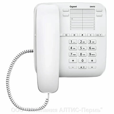 Телефон Gigaset DA410, память 10 номеров, спикерфон, тональный/импульсный режим, белый от компании ООО  "Компания АЛТИС-Пермь" - фото 1