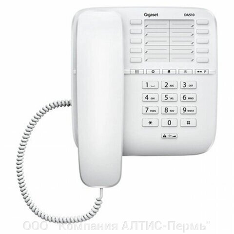 Телефон Gigaset DA510, память 20 номеров, спикерфон, тональный/импульсный режим, повтор, белый от компании ООО  "Компания АЛТИС-Пермь" - фото 1