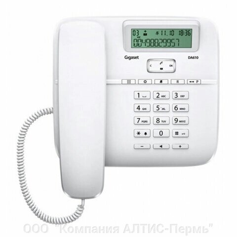 Телефон Gigaset DA611, память 100 номеров, АОН, спикерфон, световая индикация звонка, белый от компании ООО  "Компания АЛТИС-Пермь" - фото 1