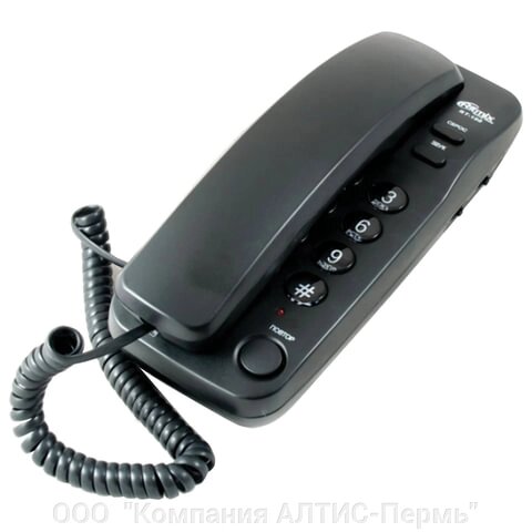 Телефон RITMIX RT-100 black, световая индикация звонка, отключение микрофона, черный от компании ООО  "Компания АЛТИС-Пермь" - фото 1