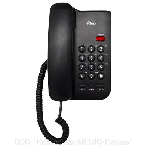 Телефон RITMIX RT-311 black, световая индикация звонка, тональный/импульсный режим, повтор, черный от компании ООО  "Компания АЛТИС-Пермь" - фото 1