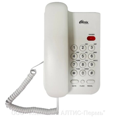 Телефон RITMIX RT-311 white, световая индикация звонка, тональный/импульсный режим, повтор, белый от компании ООО  "Компания АЛТИС-Пермь" - фото 1
