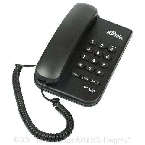 Телефон RITMIX RT-320 black, световая индикация звонка, блокировка набора ключом, черный от компании ООО  "Компания АЛТИС-Пермь" - фото 1